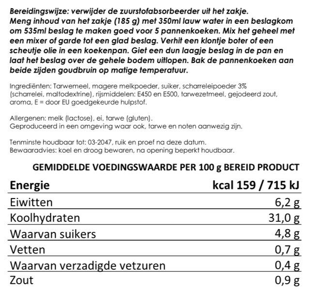 Instant pannenkoekenmix voor 5 pannenkoeken | 25 jaar houdbaar noodrantsoen - Afbeelding 2