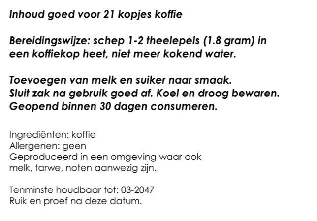Oploskoffie voor 7 dagen (21 kopjes) | gevriesdroogd 25 jaar houdbaar noodrantsoen | NEDERPREP - Afbeelding 2