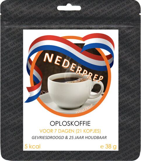 Oploskoffie voor 7 dagen (21 kopjes) | gevriesdroogd 25 jaar houdbaar noodrantsoen | NEDERPREP - Afbeelding 3
