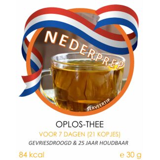 Oplos-thee voor 7 dagen (21 kopjes) | gevriesdroogd 25 jaar houdbaar noodrantsoen | NEDERPREP