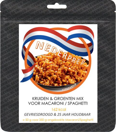 Macaroni kruiden & groente mix voor 350 g macaroni | gevriesdroogd 25 jaar houdbaar noodrantsoen | NEDERPREP - Afbeelding 3