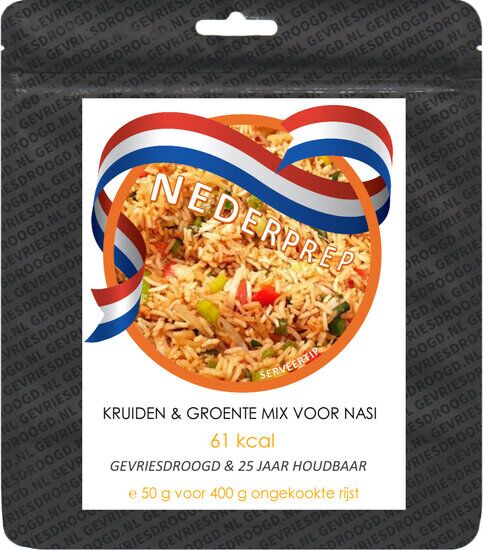 Nasi kruiden & groente mix voor 400 g rijst | gevriesdroogd 25 jaar houdbaar noodrantsoen | NEDERPREP - Afbeelding 3