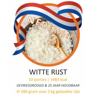 Rijst 10 porties, 25 jaar houdbaar gevriesdroogd noodrantsoen