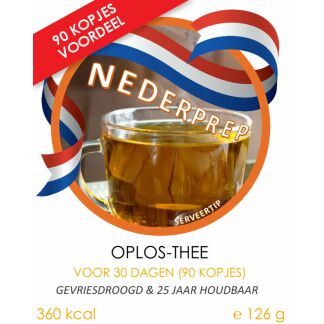 Oplos-thee voor 30 dagen (90 kopjes) | gevriesdroogd 25 jaar houdbaar noodrantsoen | NEDERPREP