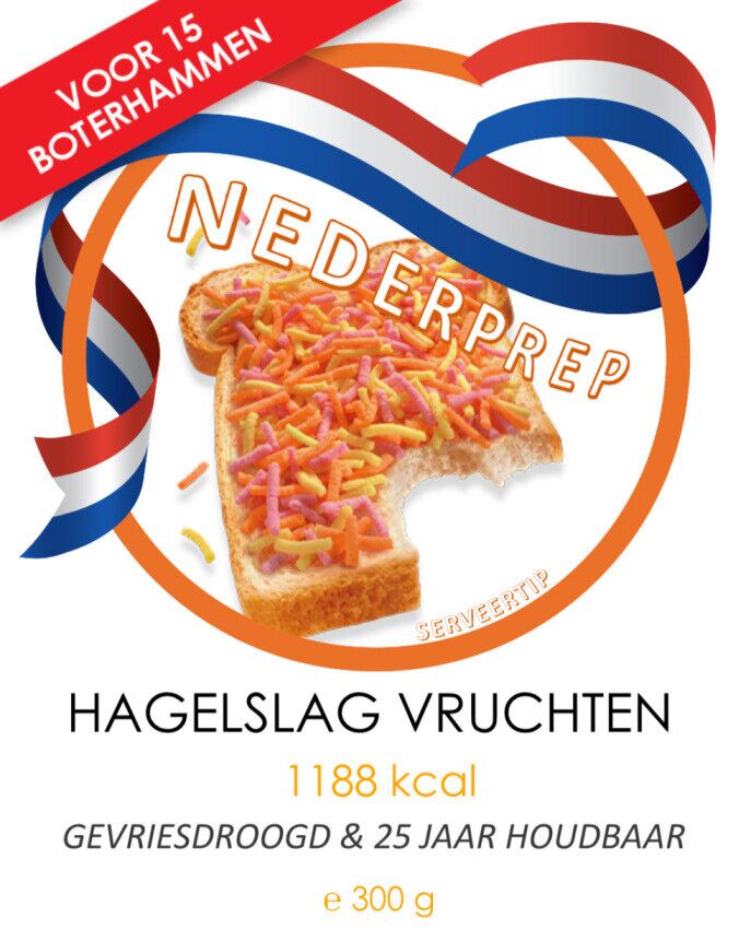 Vruchtenhagelslag | 15 porties | 25jr houdbaar noodrantsoen voor noodpakket