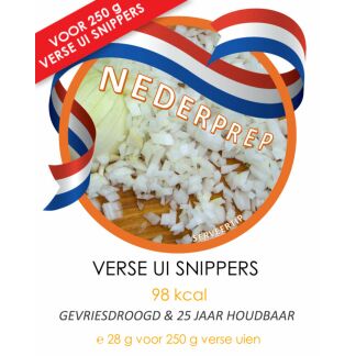 Geneden uien | gevriesdroogd 25jr houdbaar noodrantsoen voor noodpakket