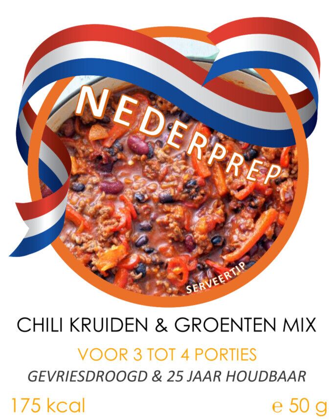 Chili con carne kruiden & groenten mix | 25jr houdbaar | NEDERPREP