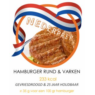 Hamburger (rund en varken) noodrantsoen 25 jaar houdbaar | Gevriesdroogd noodpakket eten