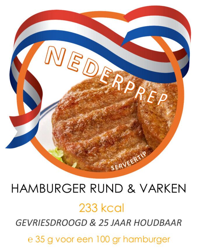 Hamburger (rund en varken) noodrantsoen 25 jaar houdbaar | Gevriesdroogd noodpakket eten