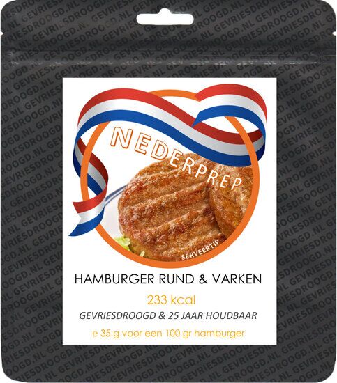 Hamburger (rund en varken) noodrantsoen 25 jaar houdbaar | Gevriesdroogd noodpakket eten - Afbeelding 3