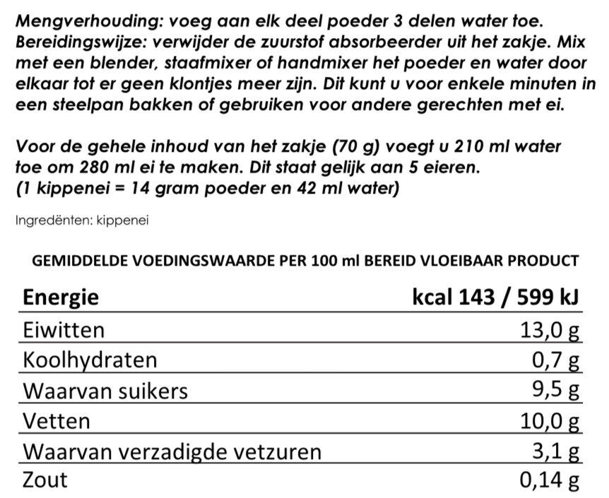 Ei poeder 5 eieren 25 jaar houdbaar noodrantsoen | Gevriesdroogd noodpakket eten - Afbeelding 2