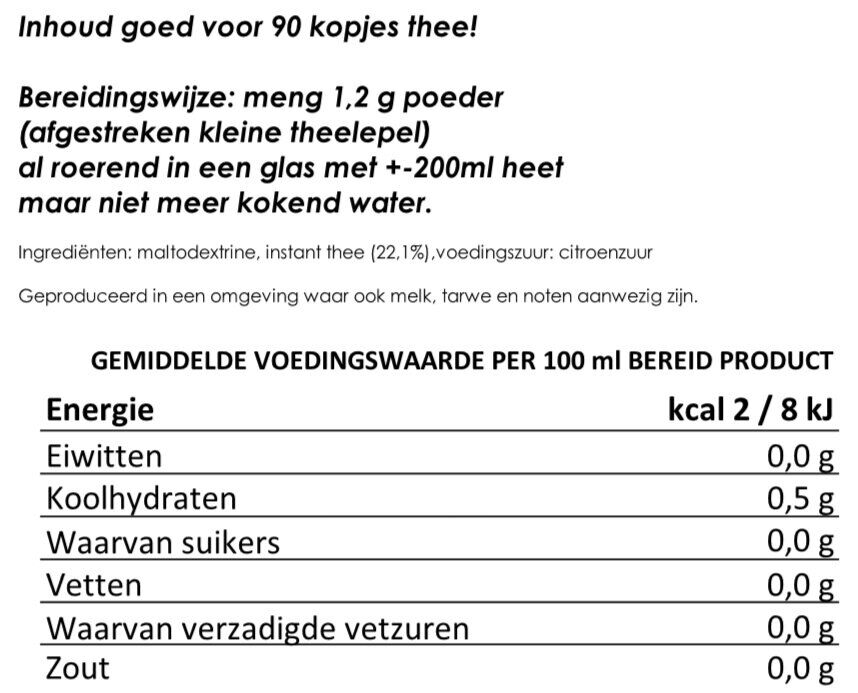 Oplos-thee voor 7 dagen (21 kopjes) | gevriesdroogd 25 jaar houdbaar noodrantsoen | NEDERPREP - Afbeelding 2
