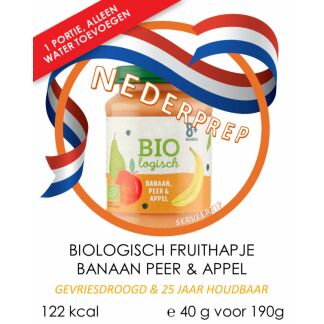 Baby noodrantsoen 25 jaar houdbaar, peer appel banaan fruithapje | Gevriesdroogd noodpakket eten