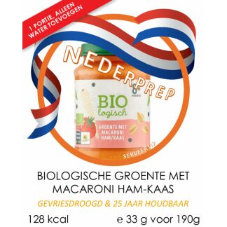 Baby noodrantsoen 25 jaar houdbaar, macaroni ham-kaas met groente | Gevriesdroogd noodpakket eten