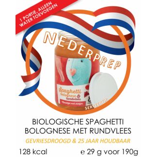 Baby noodrantsoen, 25 jaar houdbaar | spaghetti bolognese | Gevriesdroogd noodpakket eten