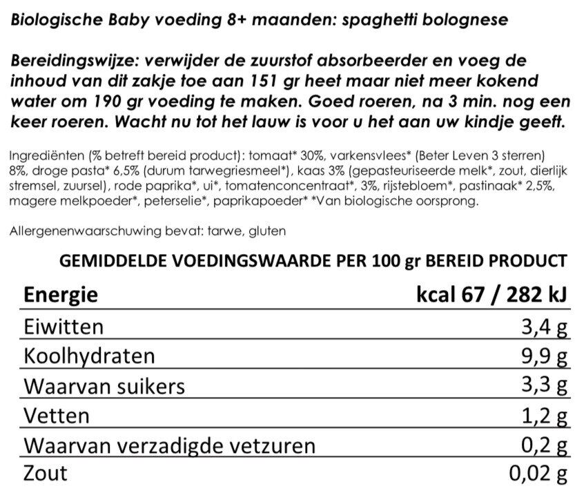 Baby noodrantsoen, 25 jaar houdbaar | spaghetti bolognese | Gevriesdroogd noodpakket eten - Afbeelding 2
