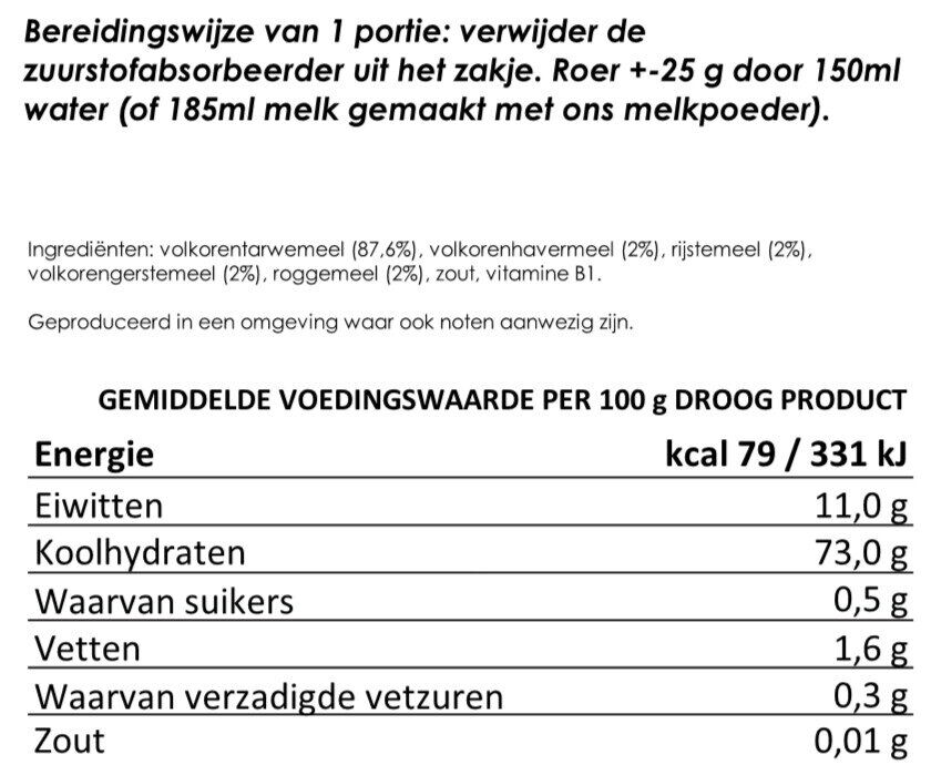7 granen ontbijt zonder melk | 7 porties | gevriesdroogd 25 jaar houdbaar noodrantsoen | NEDERPREP - Afbeelding 2