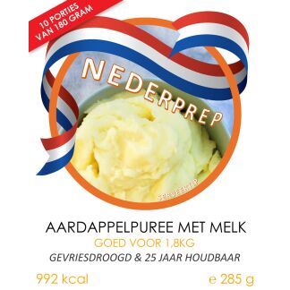 Instant aardappelpuree met melk, 8 porties | 25 jaar houdbaar gevriesdroogd noodrantsoen