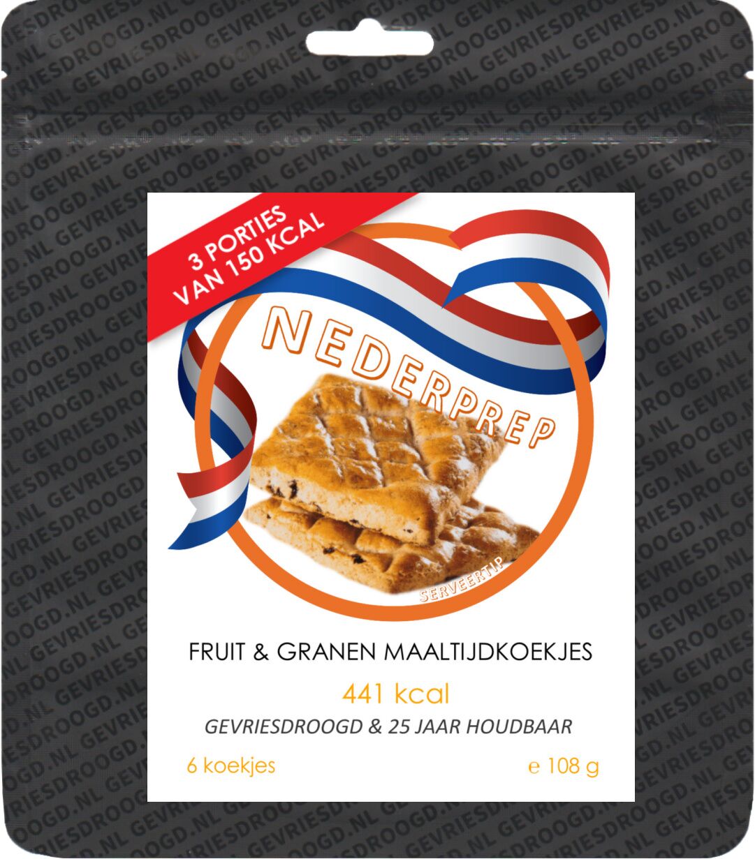 25jr houdbare maaltijdkoekjes | 3 porties (6 koekjes) | gevriesdroogd noodrantsoen - Afbeelding 3