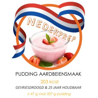 Instant pudding aardbeiensmaak | gevriesdroogd 25 jaar houdbaar noodrantsoen | NEDERPREP