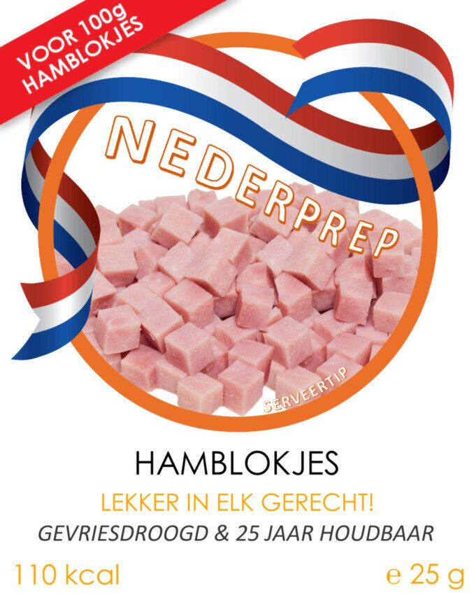 Hamblokjes (instant) | 25 jaar houdbaar gevriesdroogd noodrantsoen