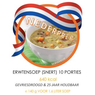 Instant erwtensoep (snert) 10 porties | gevriesdroogd 25 jaar houdbaar noodrantsoen | NEDERPREP