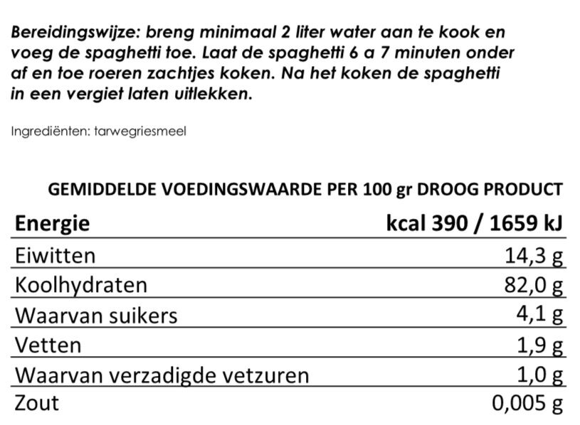 Spaghetti 6 porties, 25 jaar houdbaar gevriesdroogd noodrantsoen - Afbeelding 2
