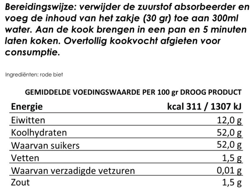 Rode bieten | gevriesdroogd noodrantsoen | voor 300 gram rode bieten - Afbeelding 2
