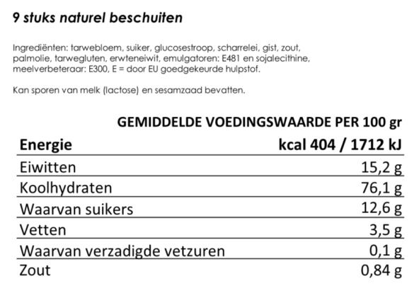 Beschuiten naturel 9 stuks | 25 jaar houdbaar noodrantsoen - Afbeelding 3