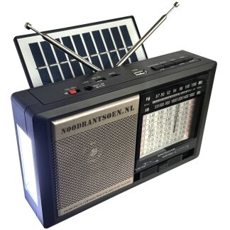 #1 luxe noodradio + wereldontvanger + mega zonnepaneel + lamp + MP3 + bluetooth