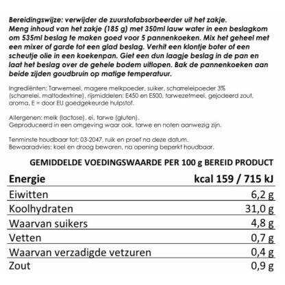 Instant pannenkoekenmix voor 5 pannenkoeken | 25 jaar houdbaar noodrantsoen - Afbeelding 2