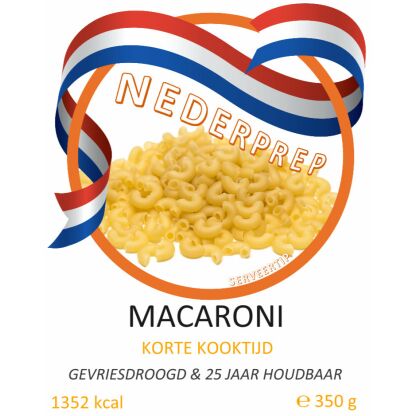 Macaroni 10 porties, 25 jaar houdbaar gevriesdroogd noodrantsoen