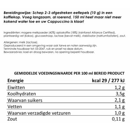 Cappuccino voor 7 dagen (21 koppen) | gevriesdroogd 25 jaar houdbaar noodrantsoen | NEDERPREP - Afbeelding 2
