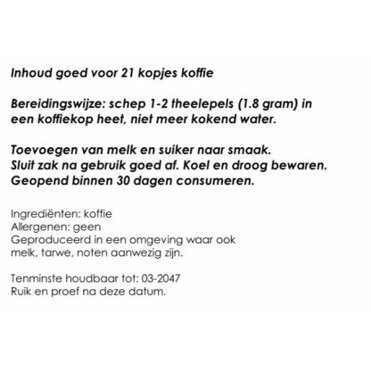 Oploskoffie voor 7 dagen (21 kopjes) | gevriesdroogd 25 jaar houdbaar noodrantsoen | NEDERPREP - Afbeelding 2