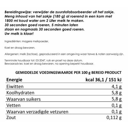 Melkpoeder voor 10 glazen melk | gevriesdroogd 25 jaar houdbaar noodrantsoen | NEDERPREP - Afbeelding 2