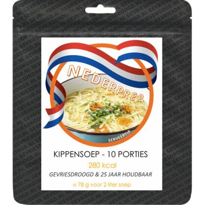 Instant kippensoep, 10 porties | gevriesdroogd 25 jaar houdbaar noodrantsoen | NEDERPREP - Afbeelding 3