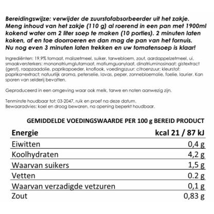 Instant tomatensoep, 10 porties | gevriesdroogd 25 jaar houdbaar noodrantsoen | NEDERPREP - Afbeelding 2
