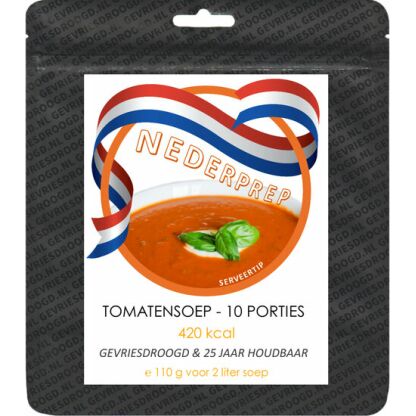 Instant tomatensoep, 10 porties | gevriesdroogd 25 jaar houdbaar noodrantsoen | NEDERPREP - Afbeelding 3