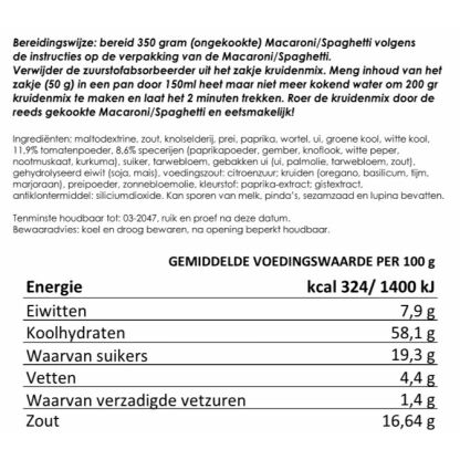 Macaroni kruiden & groente mix voor 350 g macaroni | gevriesdroogd 25 jaar houdbaar noodrantsoen | NEDERPREP - Afbeelding 2