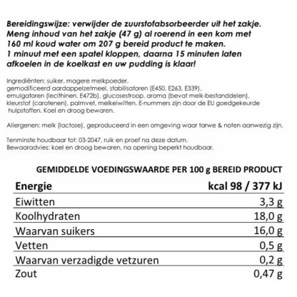 Instant pudding, vanillesmaak | gevriesdroogd 25 jaar houdbaar noodrantsoen | NEDERPREP - Afbeelding 2
