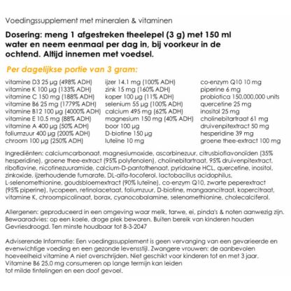 Voordeelpak | multivitaminen poeder DELUXE voor 30 dagen | NEDERPREP - Afbeelding 2