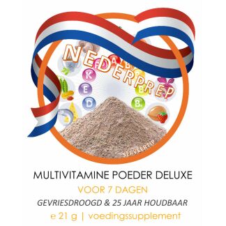 Multivitaminen poeder DELUXE voor 7 dagen | gevriesdroogd 25 jaar houdbaar noodrantsoen | NEDERPREP