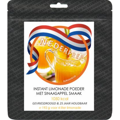 Actie: sinaasappel limonade instant poeder voor 20 glazen (4 liter) | gevriesdroogd 25 jaar houdbaar noodrantsoen | NEDERPREP - Afbeelding 3