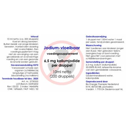 Makkelijker dan tabletten, vloeibaar Jodium 6.5mg per druppel| 200 druppels per flesje - Afbeelding 3