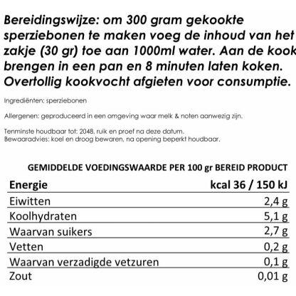 Sperziebonen, 2 porties | gevriesdroogd 25 jaar houdbaar noodrantsoen | NEDERPREP - Afbeelding 2