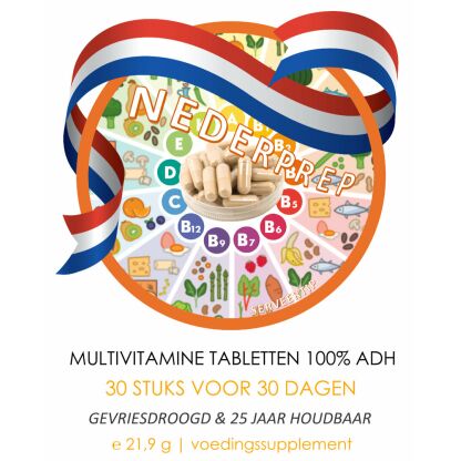 Multivitaminen tabletten 25 jaar houdbaar | 30 dagen voordeelpak | 100% ADH