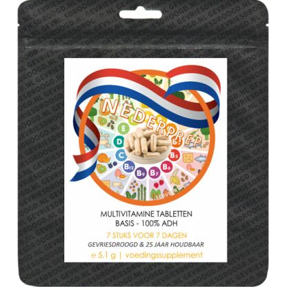 Multivitaminen tabletten 100% ADH voor 7 dagen | gevriesdroogd 25 jaar houdbaar noodrantsoen | NEDERPREP - Afbeelding 3