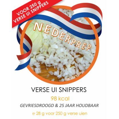 Geneden uien | gevriesdroogd 25jr houdbaar noodrantsoen voor noodpakket
