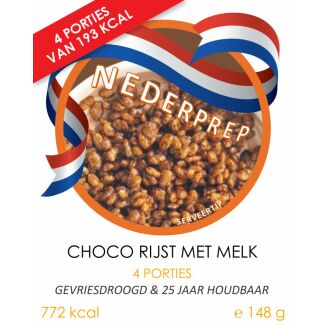 Choco Rijst ontbijt | gevriesdroogd 25jr houdbaar noodrantsoen voor noodpakket