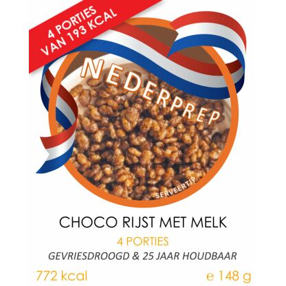 Choco Rijst ontbijt | gevriesdroogd 25jr houdbaar noodrantsoen voor noodpakket